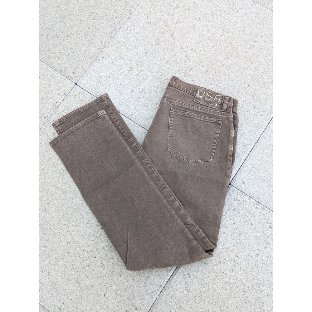 John Varvatos U.S.A. Jeans Mens 36x34 Brown Straight Leg Stretch Denim Casual